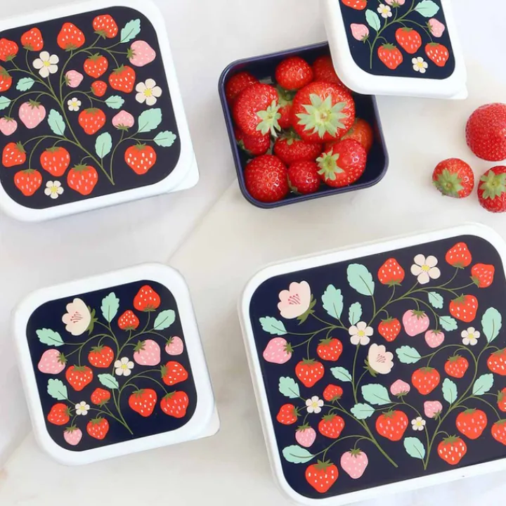 Lunchboxen>A Little Lovely Company Charlie Lunch & Snack Box strawberries