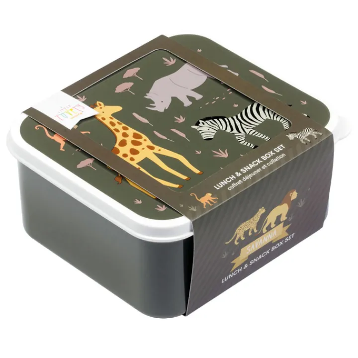 Lunchboxen>A Little Lovely Company Charlie Lunch & Snack Box savanna