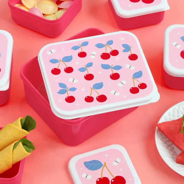 Lunchboxen>A Little Lovely Company Charlie Lunch & Snack Box cherries