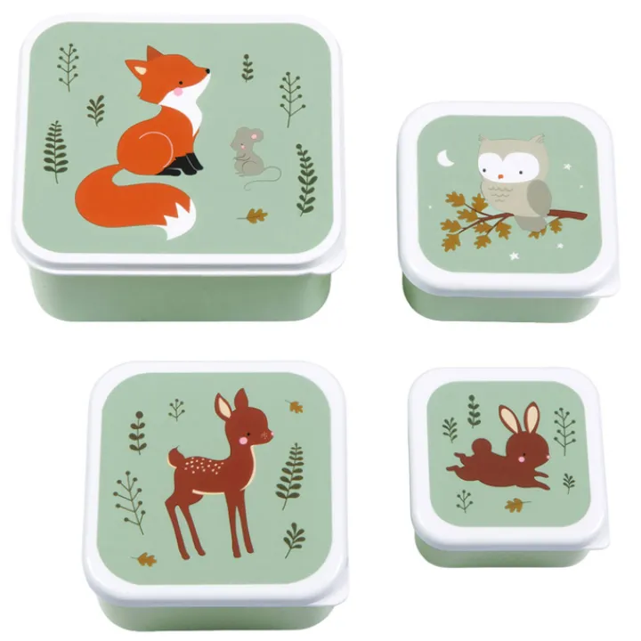 Lunchboxen>A Little Lovely Company Charlie Lunch & Snack Box forest friends - sage