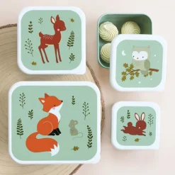Lunchboxen>A Little Lovely Company Charlie Lunch & Snack Box forest friends - sage