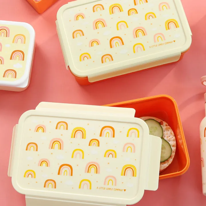 Lunchboxen>A Little Lovely Company Robin Bento Lunchbox rainbows