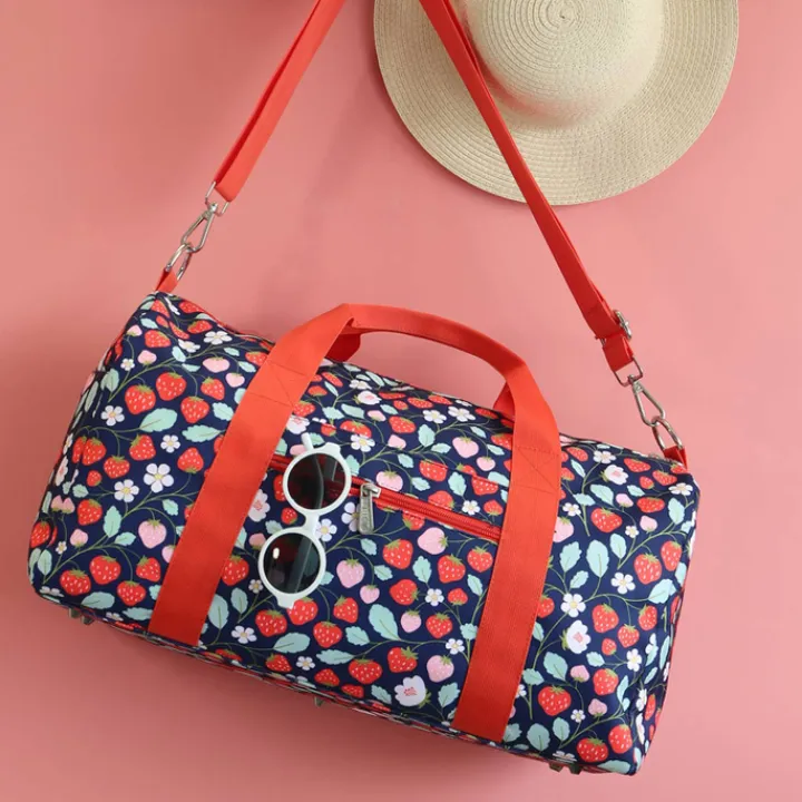 Kleine Reistassen|Handbagage Reistassen>A Little Lovely Company Sam Weekendbag strawberries
