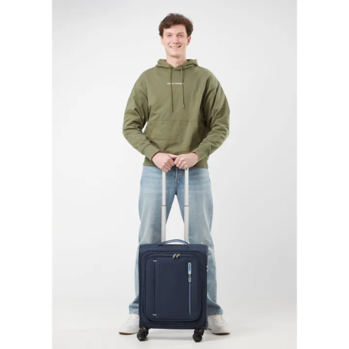 Transavia Trolleys|Handbagage Trolleys>American Tourister Cloudrider Spinner S Expandable TSA sky navy