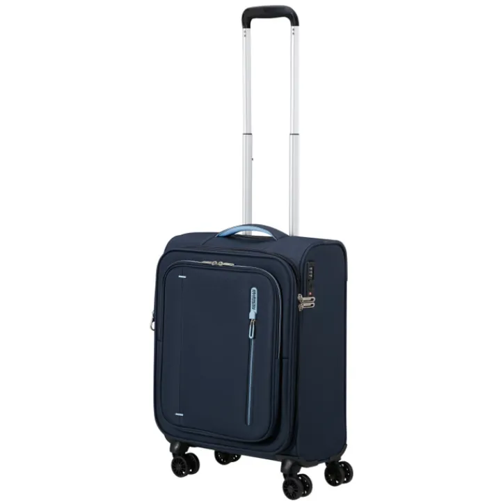 Transavia Trolleys|Handbagage Trolleys>American Tourister Cloudrider Spinner S Expandable TSA sky navy