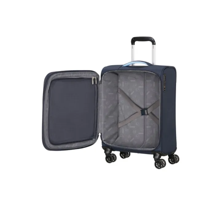 Transavia Trolleys|Handbagage Trolleys>American Tourister Cloudrider Spinner S Expandable TSA sky navy