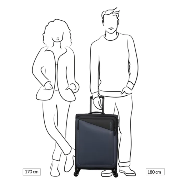 Reistrolleys|Reiskoffers>American Tourister Daring Dash Spinner M EXP black/blue