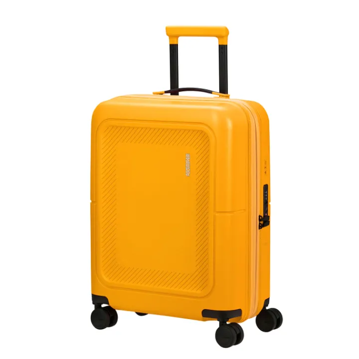 Transavia Trolleys|Ryanair Trolleys>American Tourister Dashpop Spinner 55 Exp golden yellow