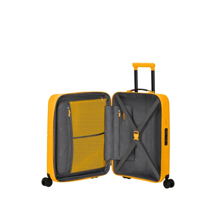 Transavia Trolleys|Ryanair Trolleys>American Tourister Dashpop Spinner 55 Exp golden yellow