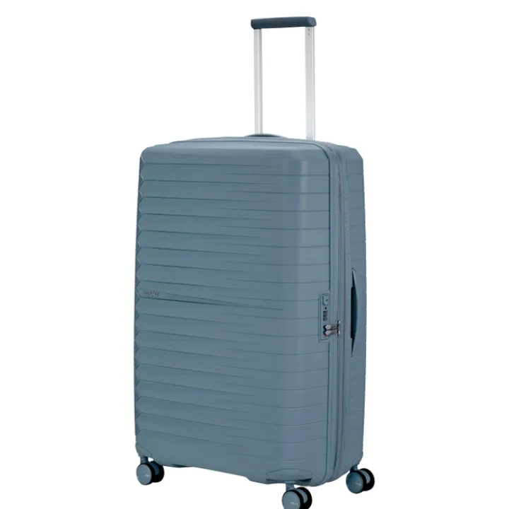 Reistrolleys|Reiskoffers>American Tourister FastForward Spinner 78/29 TSA Exp steel blue