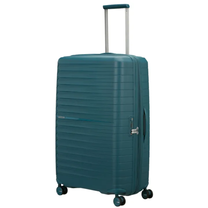 Reistrolleys|Harde Koffers>American Tourister Fastforward Spinner 78/29 TSA Expandable totally teal