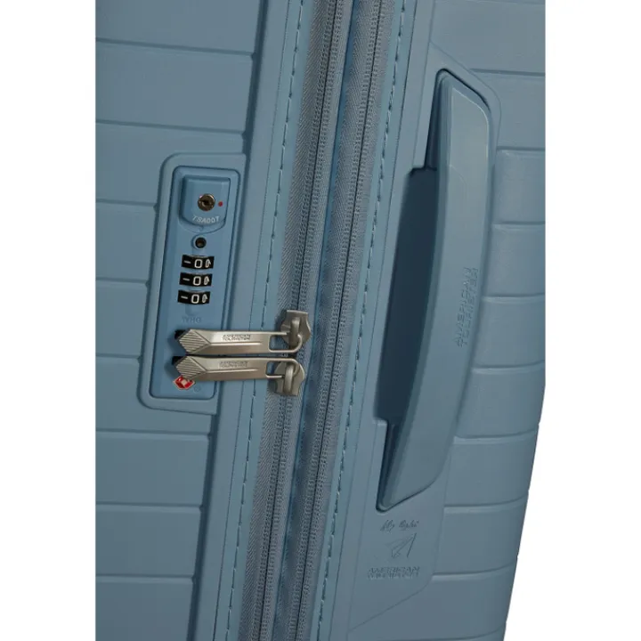 Ryanair Trolleys|Handbagage Trolleys>American Tourister FastForward Spinner 55/20 TSA Exp steel blue
