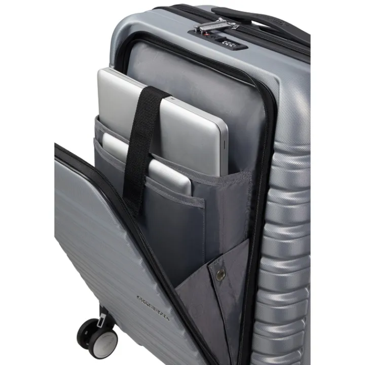 Transavia Trolleys|Ryanair Trolleys>American Tourister Flashline Spin. 55/20 Frontloader Cabin Trolley sky silver