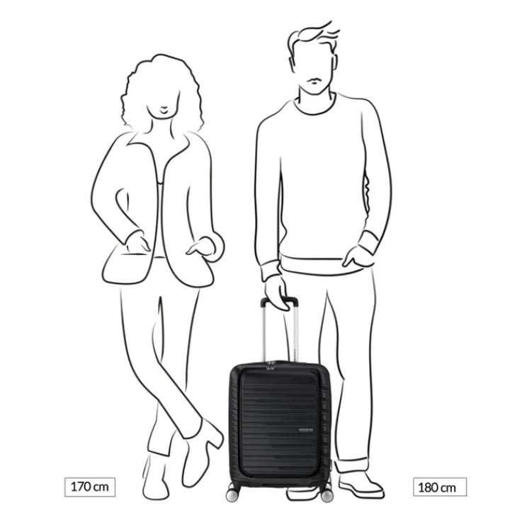 Transavia Trolleys|Ryanair Trolleys>American Tourister Flashline Spin. 55/20 Frontloader Cabin Trolley shadow black