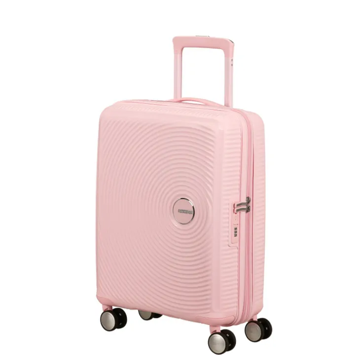 Transavia Trolleys|Ryanair Trolleys>American Tourister Soundbox Spinner 55/20 TSA Expandable pastel pink
