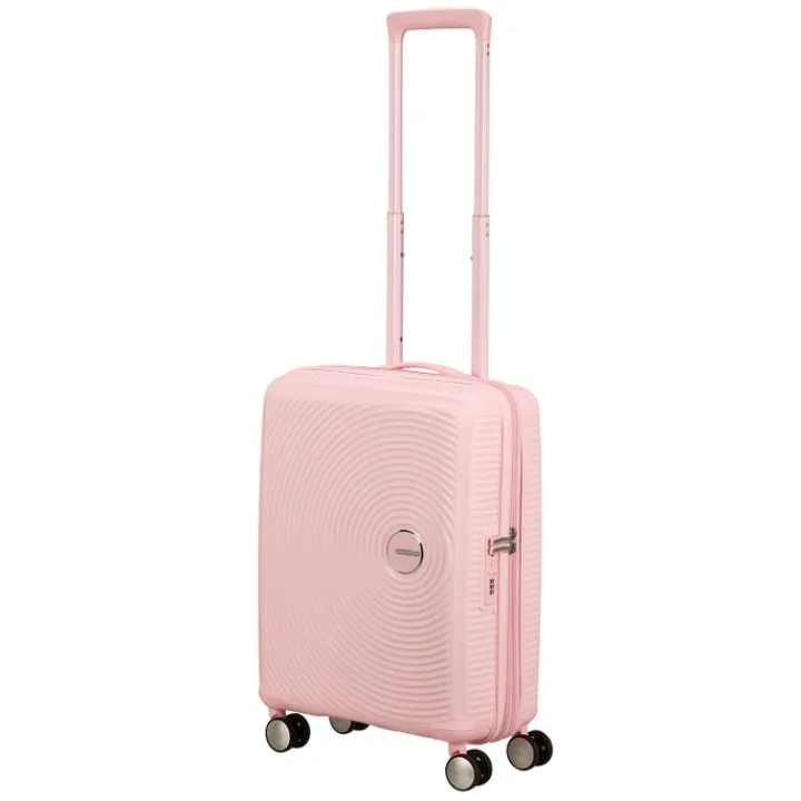 Transavia Trolleys|Ryanair Trolleys>American Tourister Soundbox Spinner 55/20 TSA Expandable pastel pink
