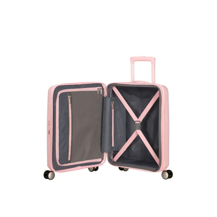 Transavia Trolleys|Ryanair Trolleys>American Tourister Soundbox Spinner 55/20 TSA Expandable pastel pink