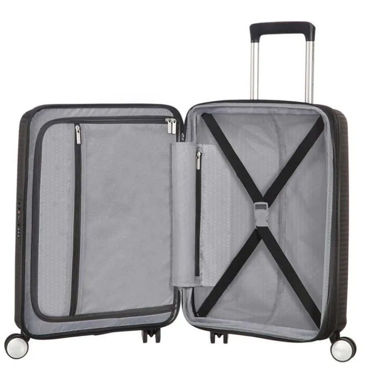 Transavia Trolleys|Ryanair Trolleys>American Tourister Soundbox Spinner 55 Expandable bass black