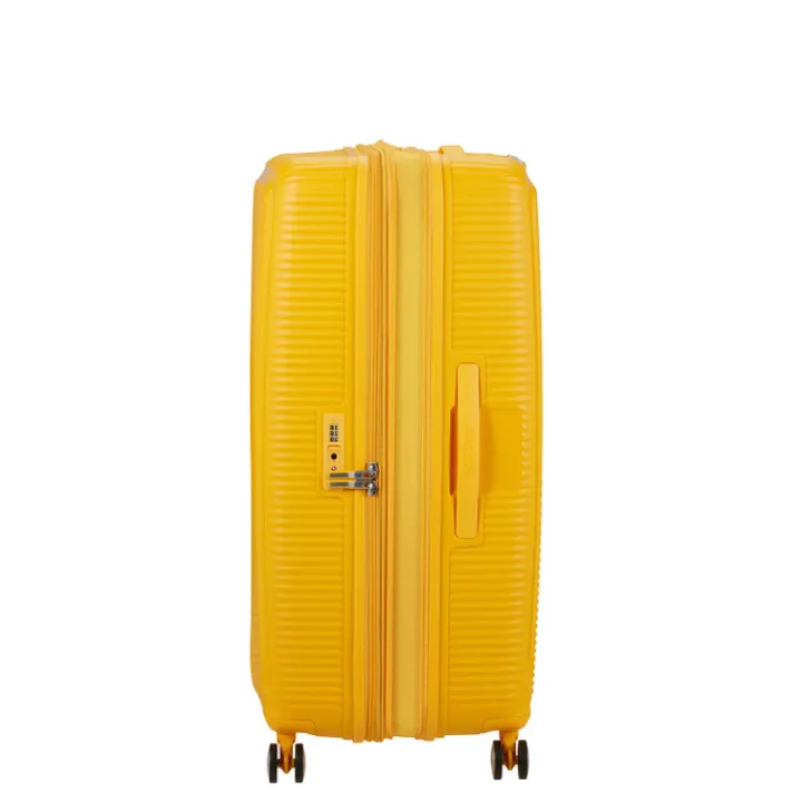 Reistrolleys|Reiskoffers>American Tourister Soundbox Spinner 80/30 TSA Expandable golden yellow