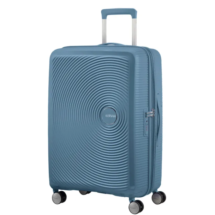 Reistrolleys|Reiskoffers>American Tourister Soundbox Spinner 77 Expandable stone blue