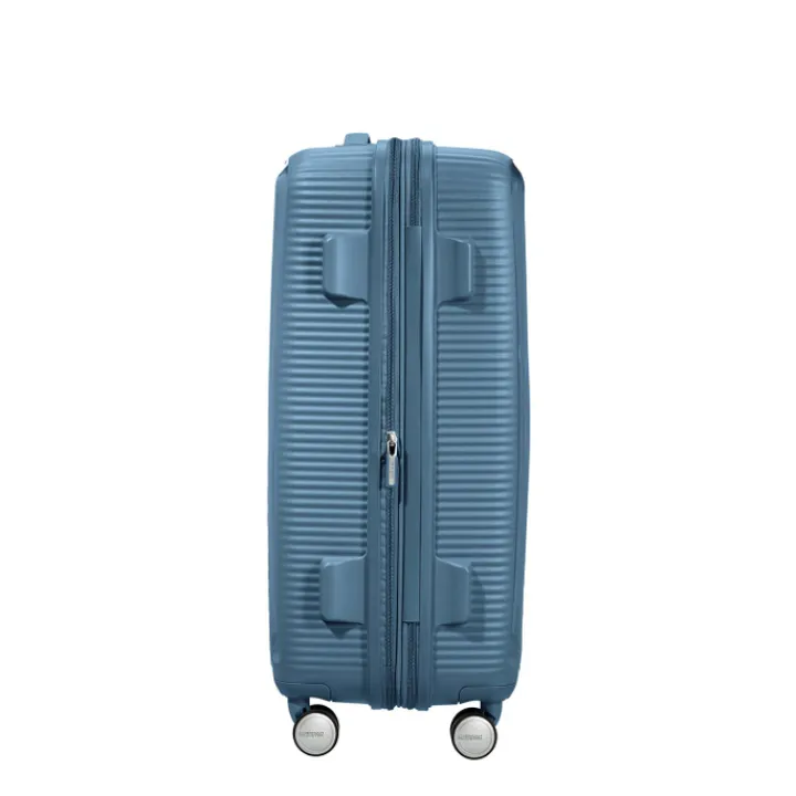 Reistrolleys|Reiskoffers>American Tourister Soundbox Spinner 77 Expandable stone blue