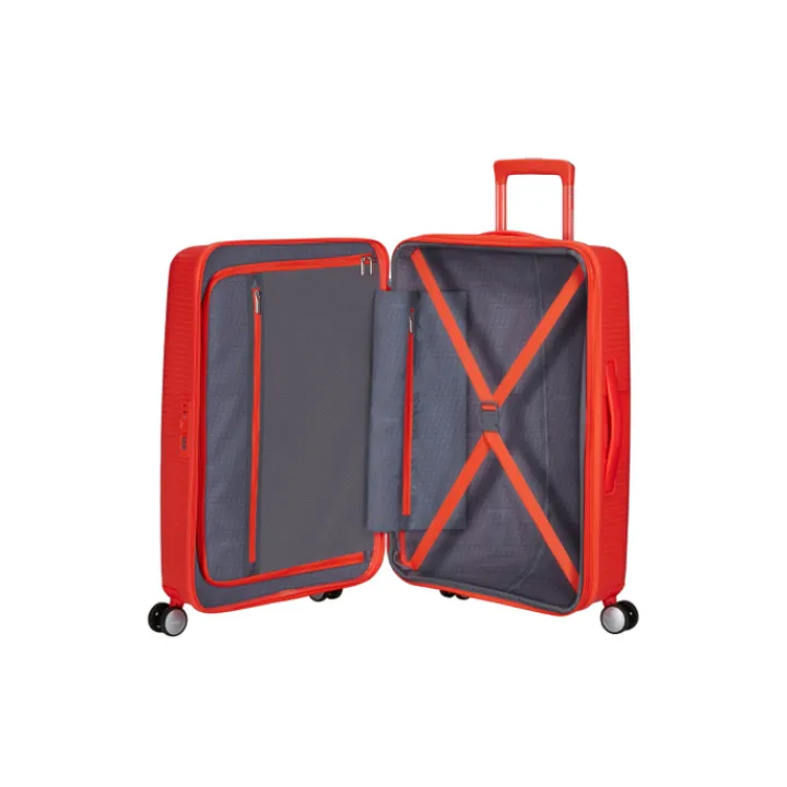 Reistrolleys|Reiskoffers>American Tourister Soundbox Spinner 67/24 TSA Expandable neon orange