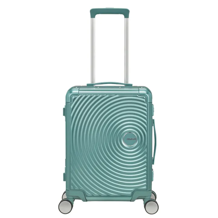 Transavia Trolleys|Handbagage Trolleys>American Tourister Soundbox Aluminium Spinner 55 Expandable dusty turquoise