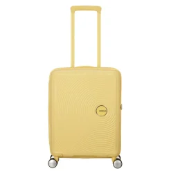 Transavia Trolleys|Ryanair Trolleys>American Tourister Soundbox Spinner 55/20 TSA Expandable pastel yellow