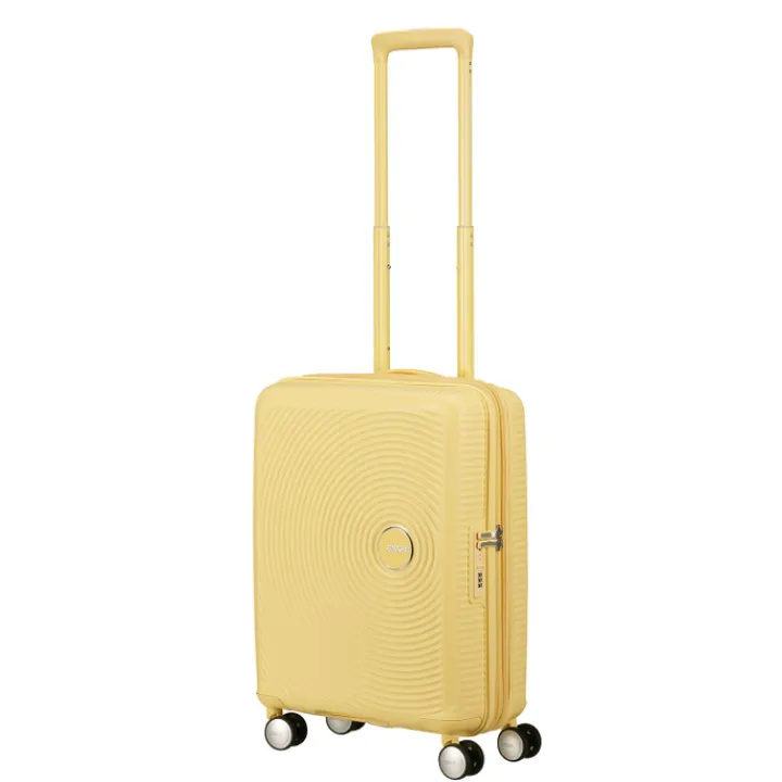 Transavia Trolleys|Ryanair Trolleys>American Tourister Soundbox Spinner 55/20 TSA Expandable pastel yellow