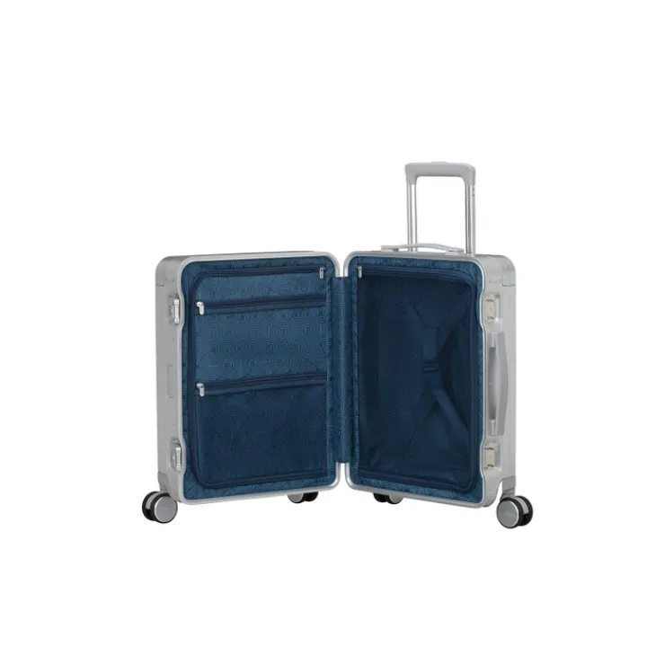 Transavia Trolleys|Handbagage Trolleys>American Tourister Soundbox Alu Spinner 55/20 TSA silver