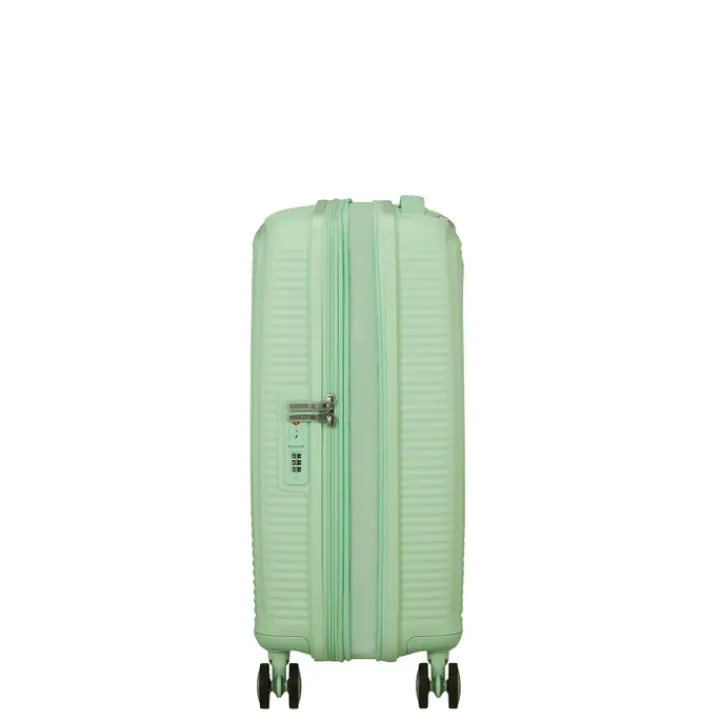 Transavia Trolleys|Ryanair Trolleys>American Tourister Soundbox Spinner 55/20 TSA Expandable pastel green