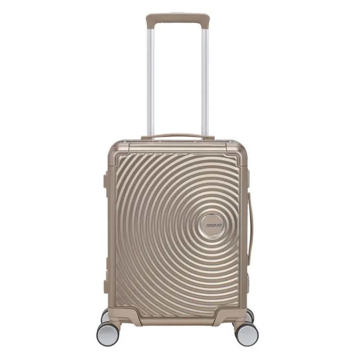 Transavia Trolleys|Handbagage Trolleys>American Tourister Soundbox Alu Spinner 55/20 TSA bronze