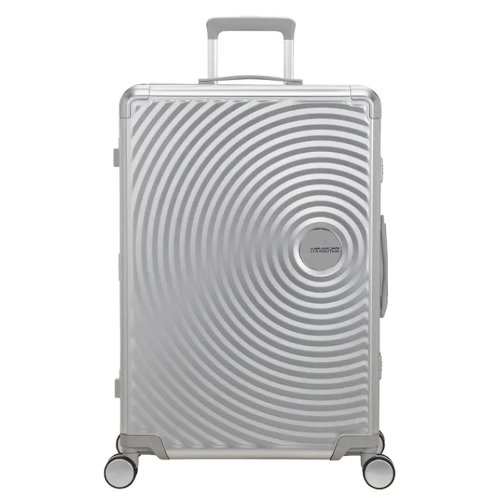 Reistrolleys|Reiskoffers>American Tourister Soundbox Alu Spinner 77/28 TSA silver