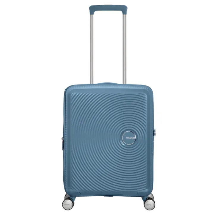 Transavia Trolleys|Ryanair Trolleys>American Tourister Soundbox Spinner 55 Expandable stone blue