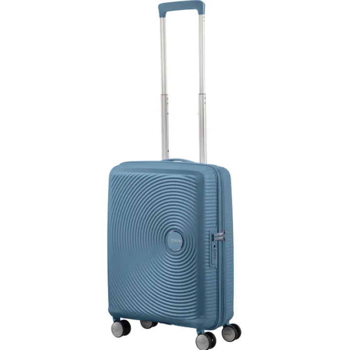 Transavia Trolleys|Ryanair Trolleys>American Tourister Soundbox Spinner 55 Expandable stone blue