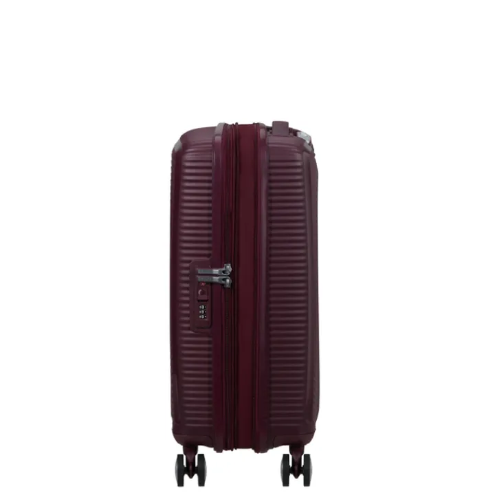 Transavia Trolleys|Ryanair Trolleys>American Tourister Soundbox Spinner 55/20 TSA Expandable wild cherry