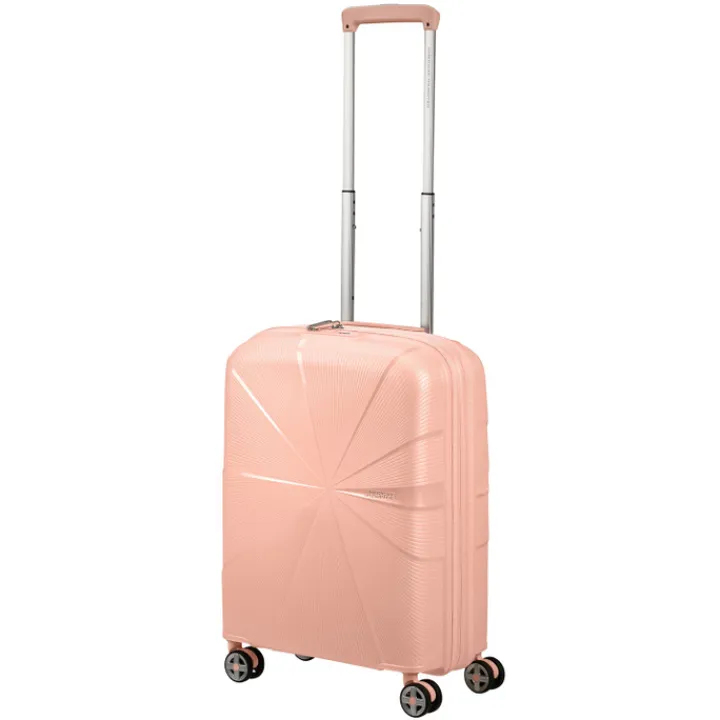 Transavia Trolleys|Handbagage Trolleys>American Tourister Starvibe Spinner 55 EXP met. peach