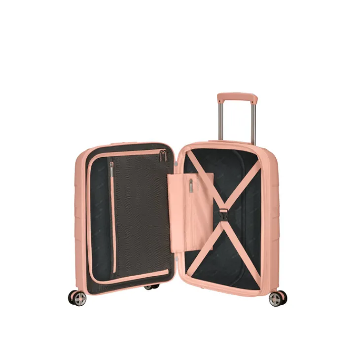 Transavia Trolleys|Handbagage Trolleys>American Tourister Starvibe Spinner 55 EXP met. peach