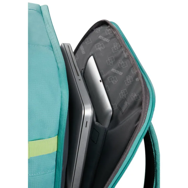 Handbagage Reistassen|Heren Reistassen>American Tourister TAKE2CABIN Casual Backpack M dusty turquoise/lime