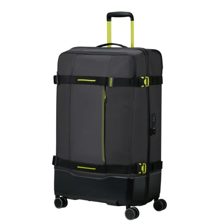 Reistrolleys|Reiskoffers>American Tourister Urban Track Spinner L TSA Coated black/lime