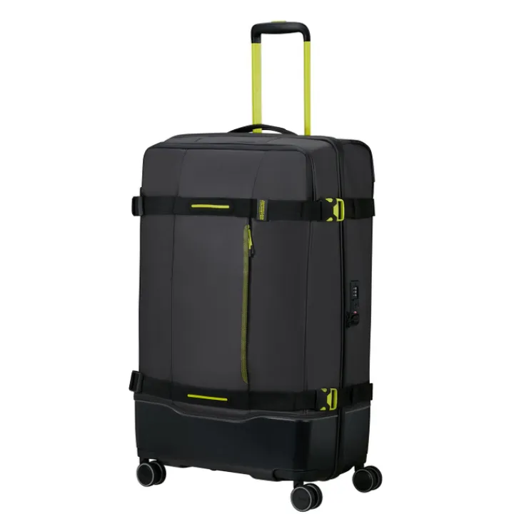 Reistrolleys|Reiskoffers>American Tourister Urban Track Spinner L TSA Coated black/lime