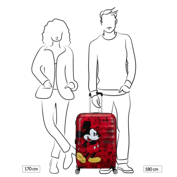 Reistrolleys|Reiskoffers>American Tourister Wavebreaker Disney Spinner 67/24 TSA mickey comics red