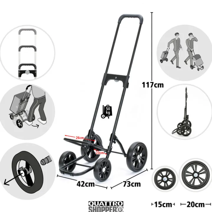 Boodschappen Trolleys|Reistrolleys>Andersen Quattro Shopper Gese red