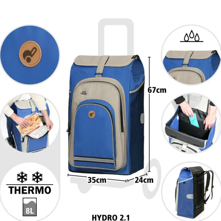 Boodschappen Trolleys|Reistrolleys>Andersen Royal Shopper Hydro 2.1 blue