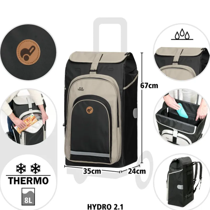 Boodschappen Trolleys|Reistrolleys>Andersen Royal Shopper Hydro 2.1 black