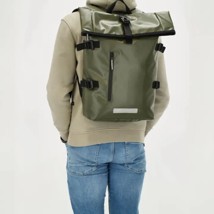 Heren Rugzakken|Dames Rugzakken>Beagles Originals Tokyo Rolltop Rugtas Waterproof 15,6" olijfgroen