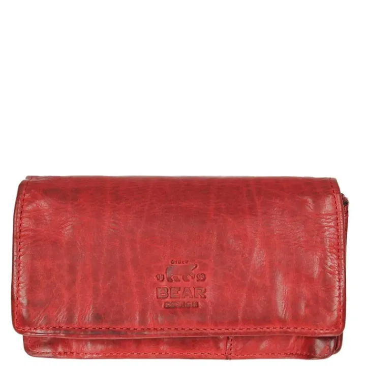 Rfid Portemonnees|Grote Portemonnees>Bear Design Cow Lavato Dames Portemonnee 12cc red