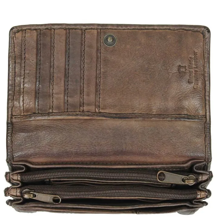 Rfid Portemonnees|Grote Portemonnees>Bear Design Cow Lavato Dames Portemonnee 12cc CL782 brown