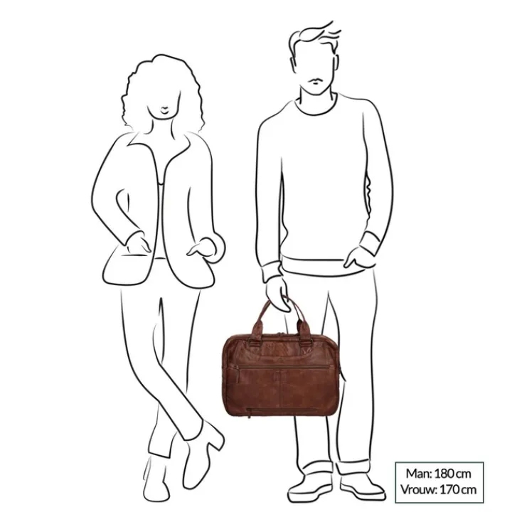 Herentassen|15.6 Inch Laptoptassen>Bear Design Cow Lavato Laptoptas bruin