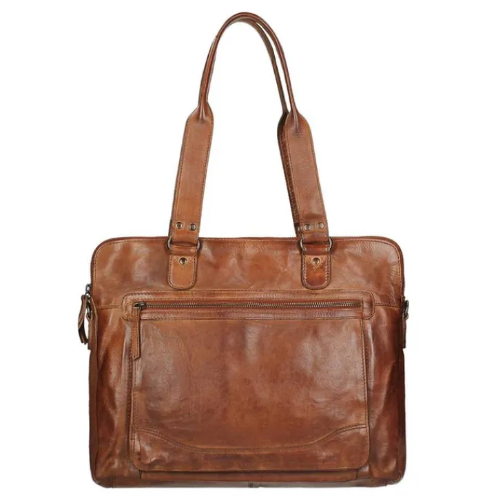 Schoudertassen|Handtassen>Bear Design Cow Lavato Laptopschoudertas cognac